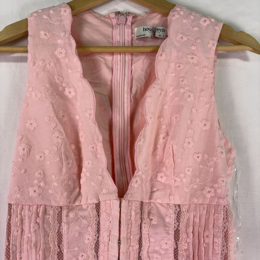 House of CB Sophina Maxi Midi‎ Dress Pockets Eyelit Scalloped Plunge - Picture 3 of 5